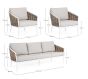 Gartenlounge wetterfest Aluminium Polyrattan Maribela mit Polster 3tlg Set creme weiß