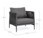 Gartensessel wetterfest Aluminium anthrazit mit Polster Jacinta