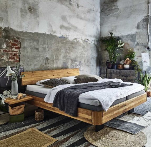 Wildeiche Bett 200x200 cm schwebende Optik Easy Sleep