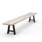 Sitzbank Eiche massiv 220cm Design Stahlgestell Halo Platte 6cm whitewash