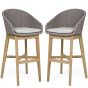 Barhocker Outdoor mit Lehne wetterfest Geflecht stone grau Coachella 2er Set
