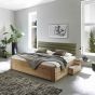 Bett Wildeiche sandgestrahlt 180x200 cm Cordkopfteil mit Bettkasten