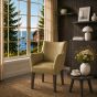 Lederstuhl Cubo olive Holz Eiche carbon