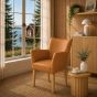 Lederstuhl Cubo Leder sahara Holz Eiche gold