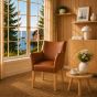 Lederstuhl Cubo Leder savanna Holz Eiche gold