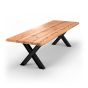 Bodahl Esstisch Eiche massiv Riverside X-Gestell 10x10cm 300x100cm Baumkante 6cm oilfinish