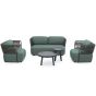 Gartenlounge Set wetterfest Jade grün Aluminium 2-Sitzer 2 Sessel Palmer