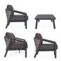 Gartenlounge Aluminium wetterfest mit Polster Polyrattan Cordova 4-teilig Set
