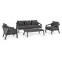 Gartenlounge Aluminium wetterfest mit Polster Polyrattan Cordova 4-teilig Set