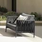 Gartensessel wetterfest Aluminium anthrazit mit Polster Jacinta