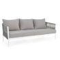 Gartensofa 3 Sitzer Aluminium weiß mit Polster Florencia