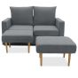 Garten Sofa Set 2 Sitzer wetterfest inkl. 2 Hocker Clou Breite 170 cm