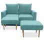 Garten Sofa Set 2 Sitzer wetterfest inkl. 2 Hocker Clou türkis Allegra