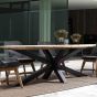 Gartentisch wetterfest Teak Aluminium oval Palmdale 240x110 cm
