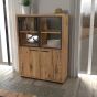 Highboard Eiche massiv 2 Glastüre 2 Holztüren Liverpool