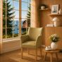 Lederstuhl mit Armlehnen Cubo olive gold
