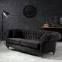 Sofa 3 Sitzer Landhaus Velours schwarz Jacksonville