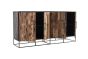 Sideboard Rustika 180x45 cm recycelt Bootsholz Metall schwarz