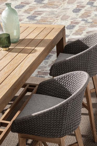MEBEL ELITE Barhocker Flores Mit Lehne - Grauer Samt Hocker Mit Geflecht Für Küche Und Bar