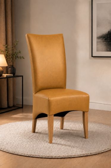 Lederstuhl King gepolstert Amber Gestell Eiche Gold