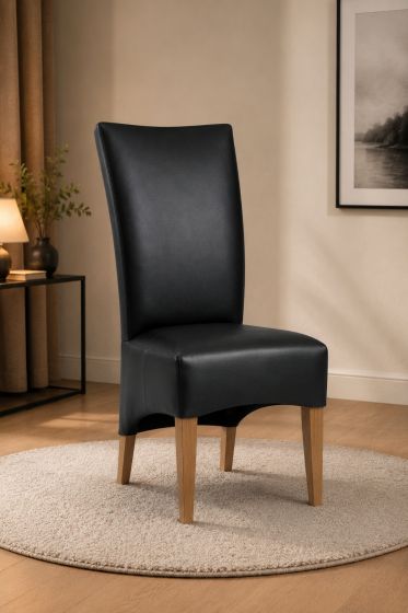 Lederstuhl King gepolstert Black Gestell Eiche Bassano