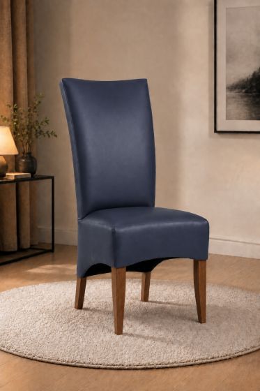 Lederstuhl King gepolstert Blue Gestell Eiche Bassano