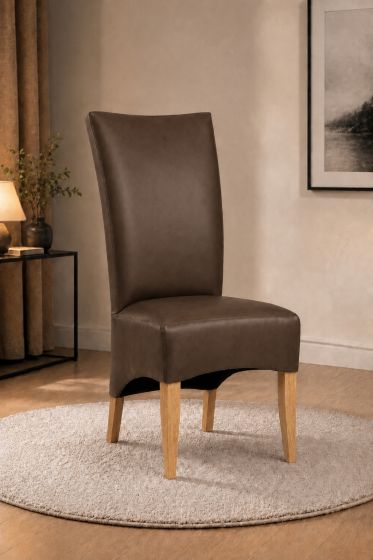 Lederstuhl King gepolstert Chocolate Gestell Eiche Gold