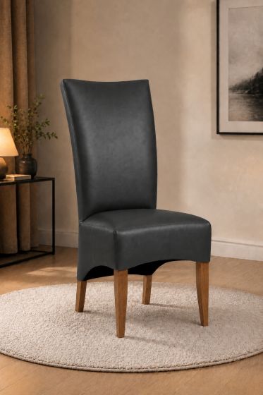 Lederstuhl King gepolstert Ebony Gestell Eiche Bassano