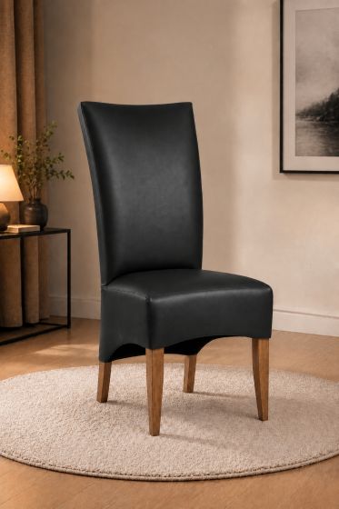 Lederstuhl King gepolstert Graphite Gestell Eiche Bassano