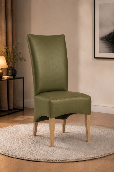 Lederstuhl King gepolstert Moss Gestell Eiche Gold