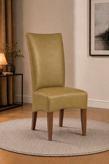 Lederstuhl King gepolstert Olive Gestell Eiche Bassano