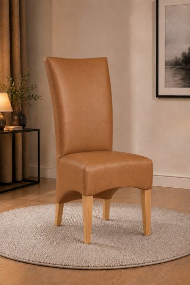 Lederstuhl King gepolstert Sahara Gestell Eiche Gold