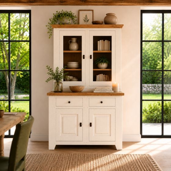 Buffet Eiche massiv Ariege im Landhausstil in Ivory 