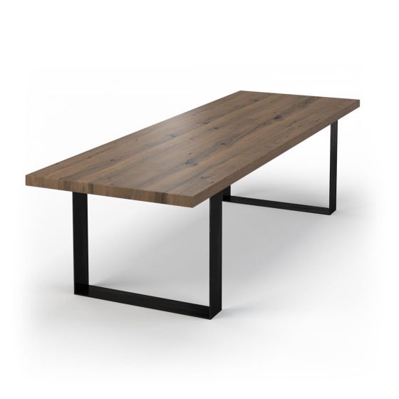 Bodahl Esstisch Houston Eiche massiv & Eisen black Platte 6cm 280x100cm Concept4you gerade Kante desert