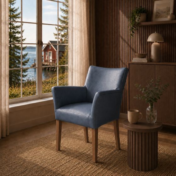 Lederstuhl Cubo Leder blue Eiche bassano
