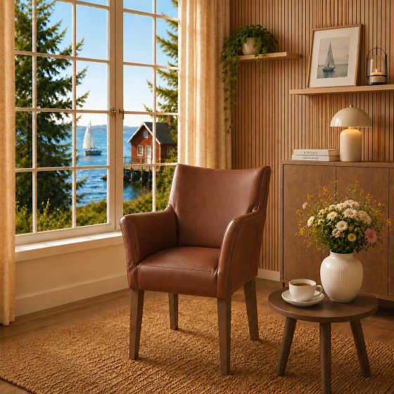 Lederstuhl Cubo Leder cognac Eiche bassano