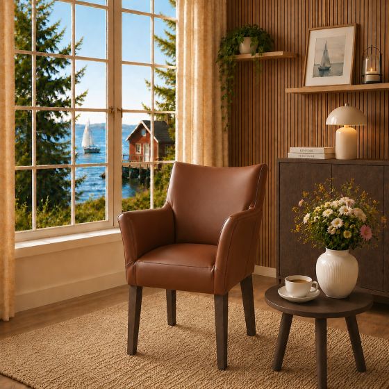 Lederstuhl Cubo Leder cognac Eiche carbon