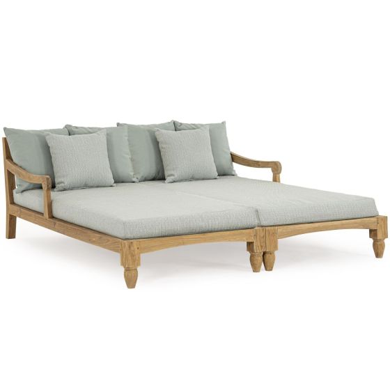 Daybed Outdoor wetterfest Teak Bali inkl Polster Aqua