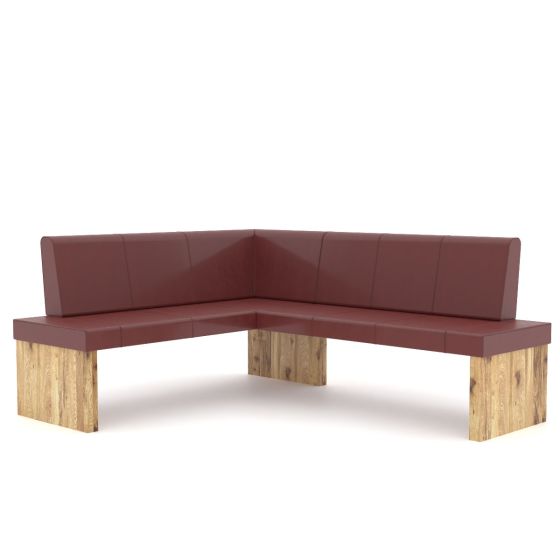 Eckbank Leder rouge rot Esszimmer Eiche massiv Granada Eiche natur