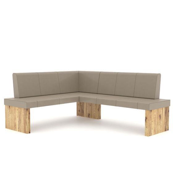 Eckbank Vintage Wildeiche natur Leder Taupe