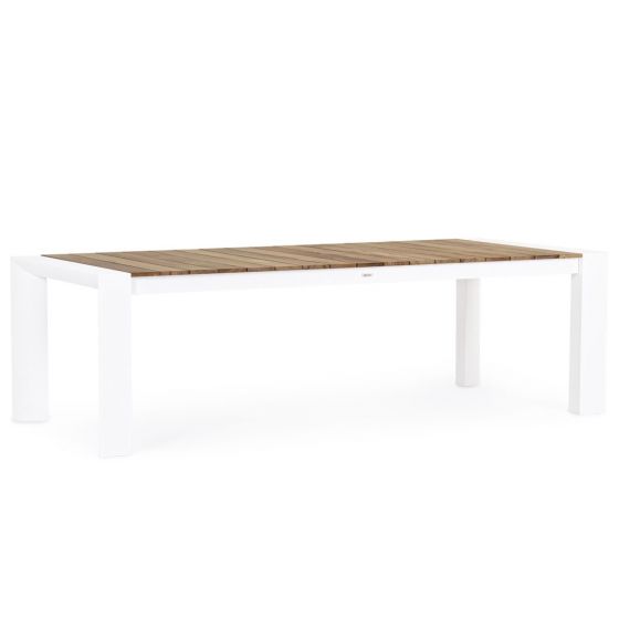 Gartentisch ausziehbar Teak Alu weiß Cameron 250/320/380x110 cm
