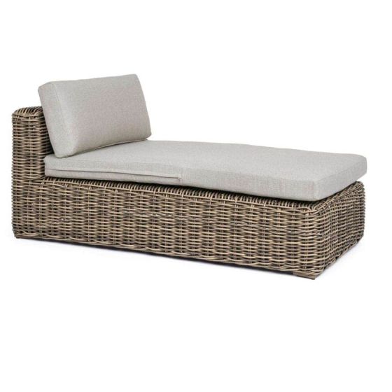 Gartenlounge Polyrattan braun Chaiselongue Modul Coraline mit Polster