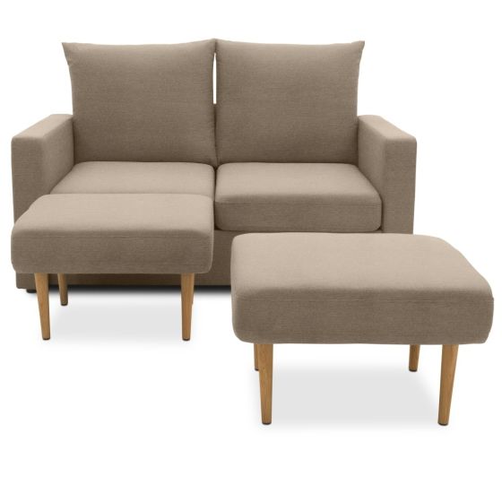 Garten Sofa Set 2 Sitzer wetterfest inkl. 2 Hocker Clou braun taupe Allegra