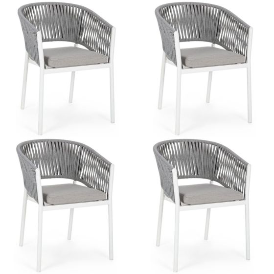 Gartenstühle stapelbar weiß mit Polster Florencia 4er Set Pick-Up-Möbel
