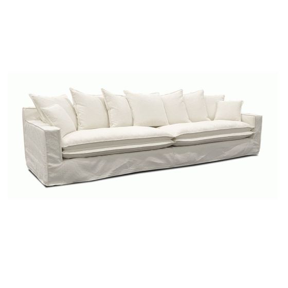 Hussensofa Landhausstil Creme 4-Sitzer Aurora