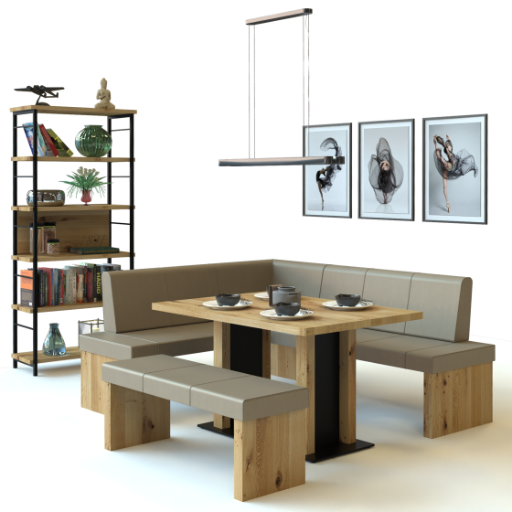 Eckbankgruppe mit Lederpolsterung komplett