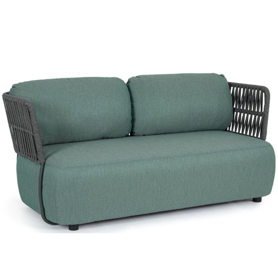 Lounge Sofa Outdoor 2-Sitzer wetterfest Aluminium Jade grün Palmer