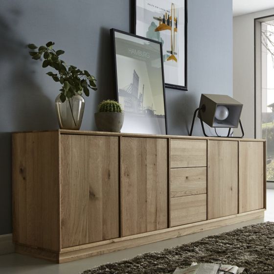 Sideboard Wildeiche massiv Cube iT  mit Sockel Wildeiche natur