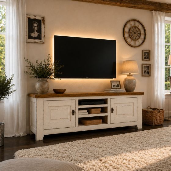Ariege TV-Tisch Eiche massiv Ivory
