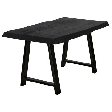 Bodahl Esstisch 140x80 cm rustikale Eiche moccablack Baumkante Stahlgestell Hugin